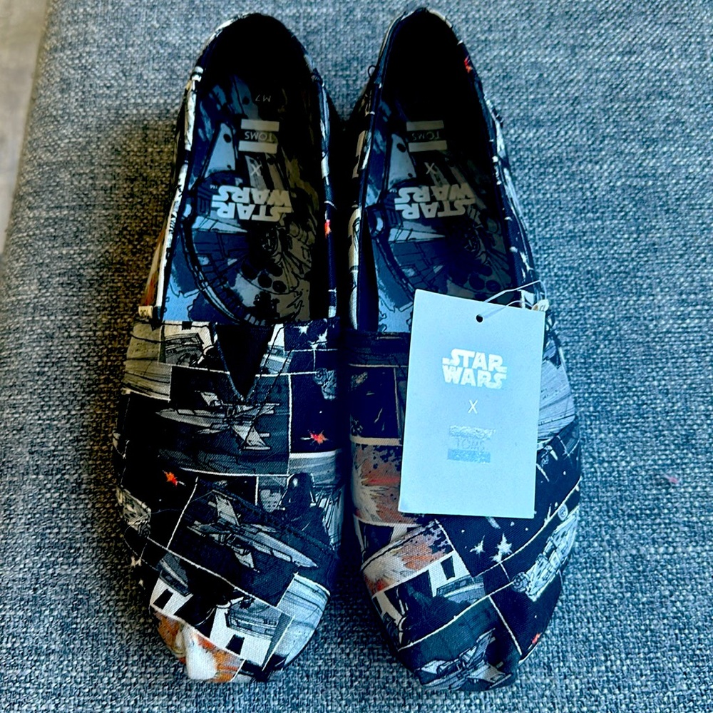 Toms Classic x Star Wars Black Darth Print Slip On Mens Espadrille